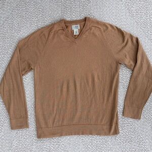 Vintage LL Bean Cashmere Cotton Camel Brown Grandpa Sweater